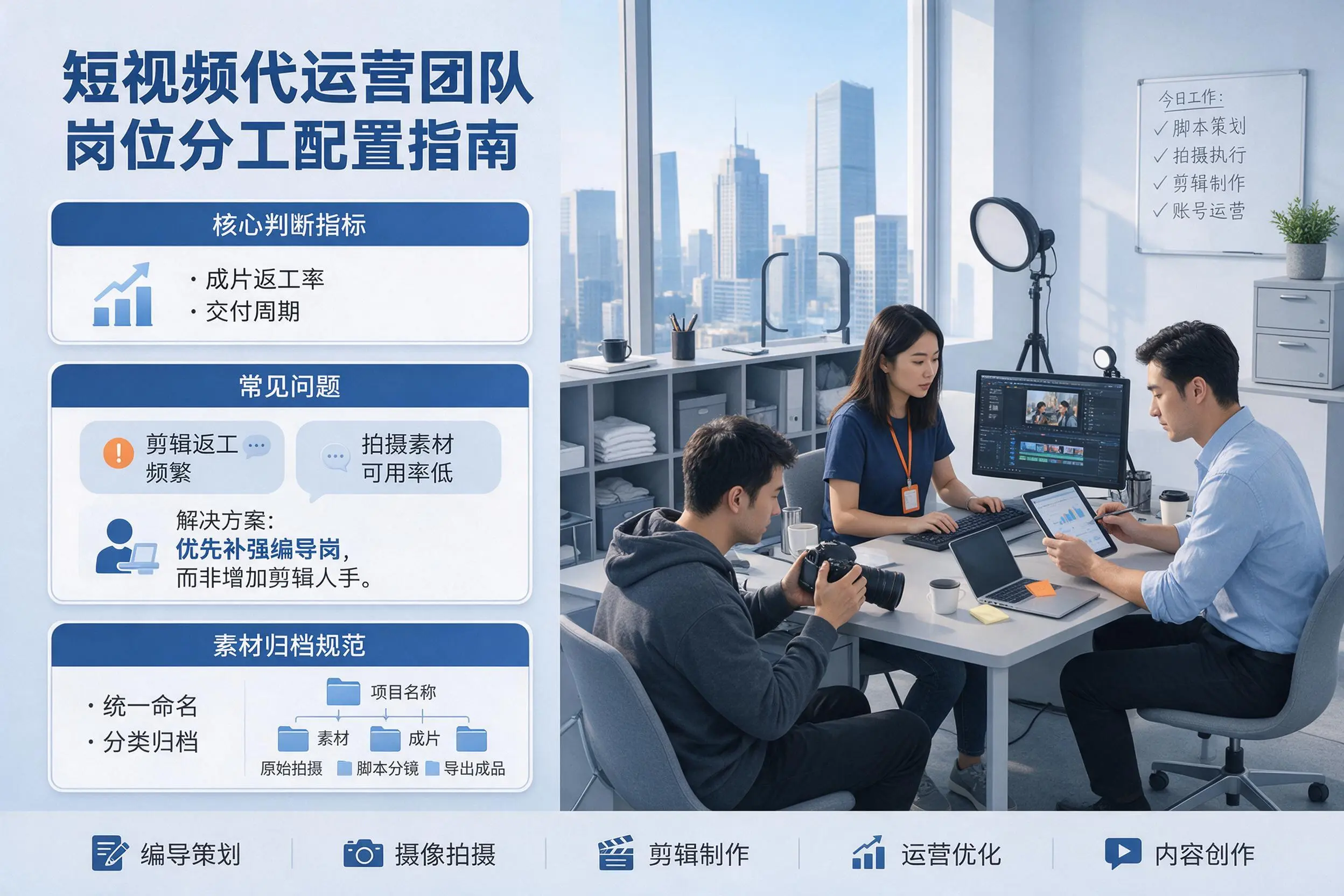 短视频代运营团队如何配置？天水企业岗位分工科普说明