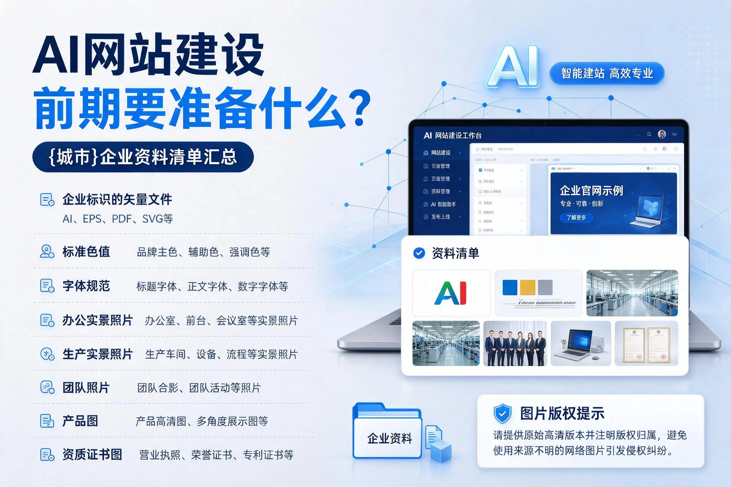 AI网站建设前期要准备什么?天水企业资料清单汇总